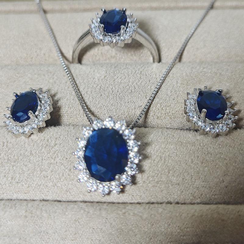 Umcho Женское кольцо из стерлингового серебра 925 пробы, ожерелье, серьги, открытое регулируемое кольцо, женский подарочный комплект ювелирных изделий