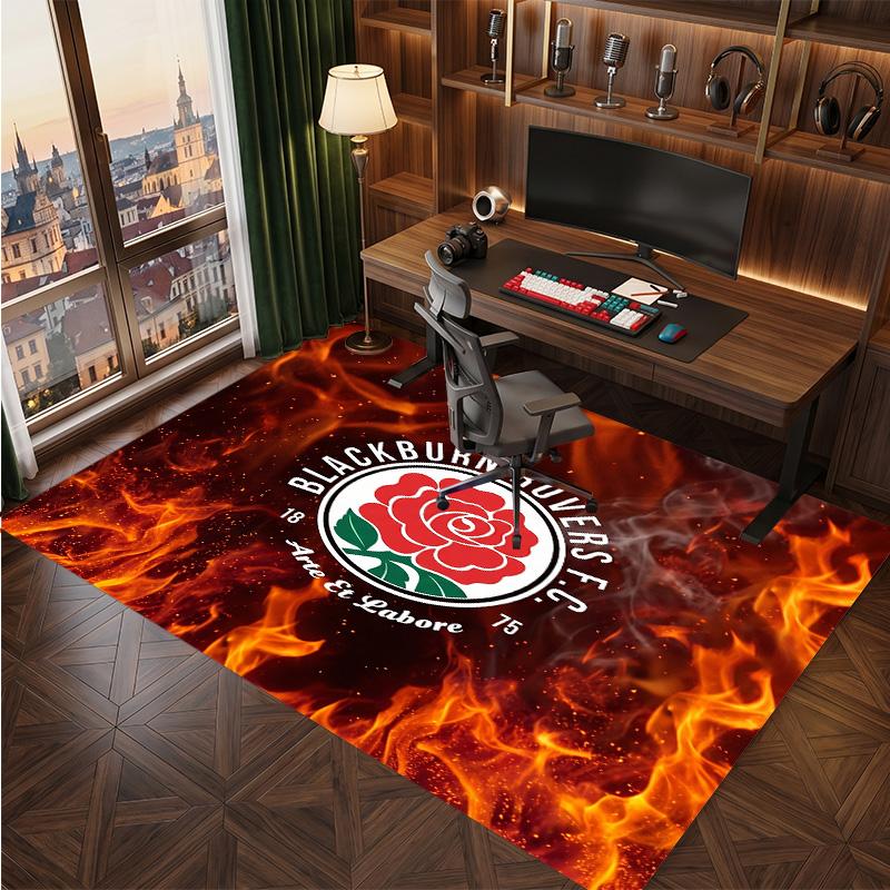Blackburn Rovers Football Print Crystal Velvet Rug, Comfortable Water Absorbent Non Slip Indoor Floor Carpet