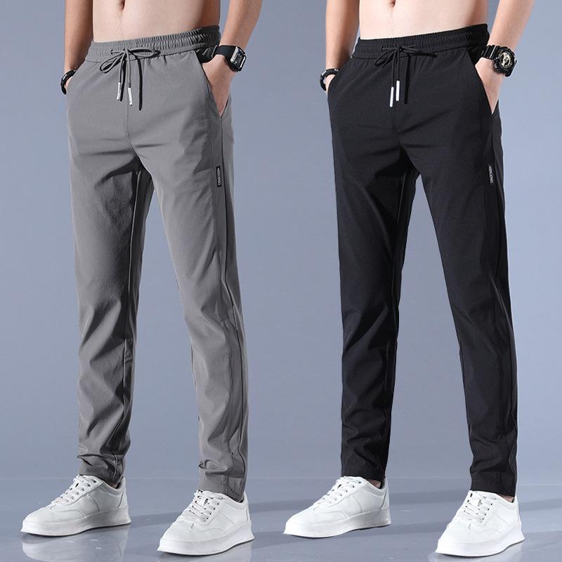 Men's Casual Ice Silk Pants Oversized Fashionable Summer Straight Leg Pants
