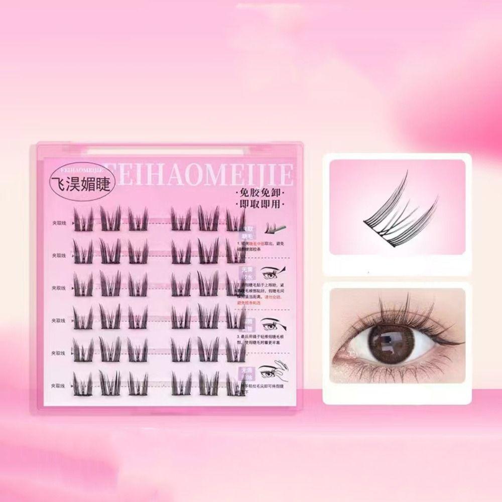 Милые накладные ресницы с клеем своими руками, накладные ресницы без клея, самоклеящиеся пучки ресниц для женщин/девушек