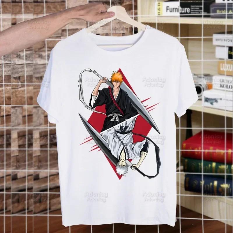 Bleach Зараки Кенпачи Куросаки Ичиго Футболки для парней О-образный вырез Короткий рукав Обычный Мужской рост Качество Мужская Хип-хоп футболка