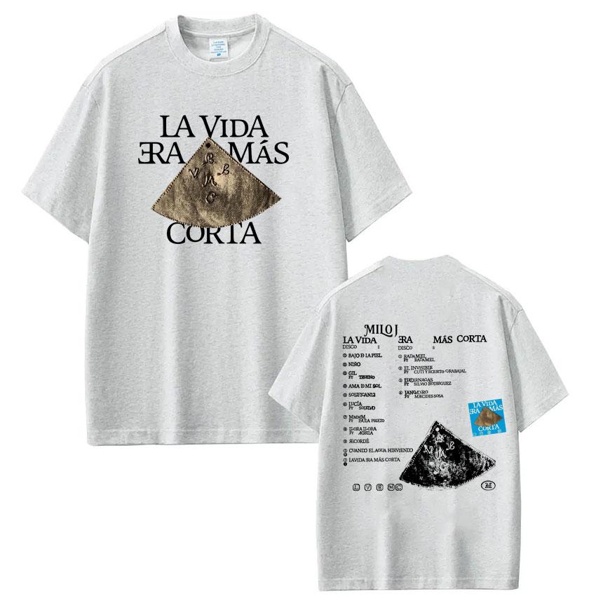 Rap Singer Milo J La Vida Era Mas Corta Album Merch Tshirt Fan Gift Summer Mens Womens Hip Hop Cotton Street Wear Tshirt