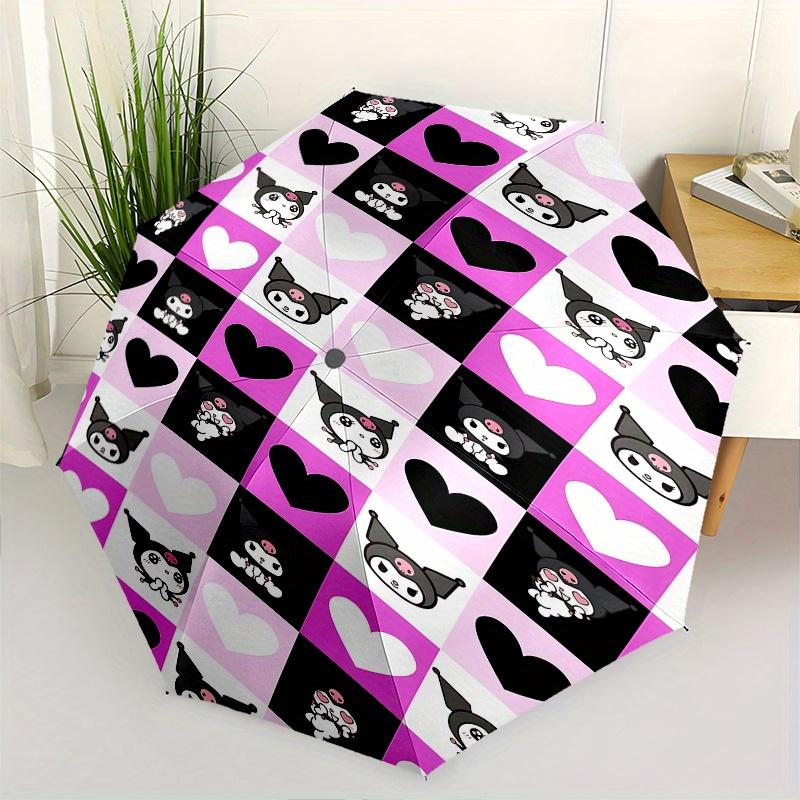 Kawaii, Heart Automatic opening and closing folding umbrella with 8 rib frame and compact travel design, perfect for all occasions | Stylish