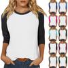 Shirt For Women's Fashion Casual Raglan Sleeve Round Neck 3/4 Sleeve Loose Printed T-Shirt Ladies Top