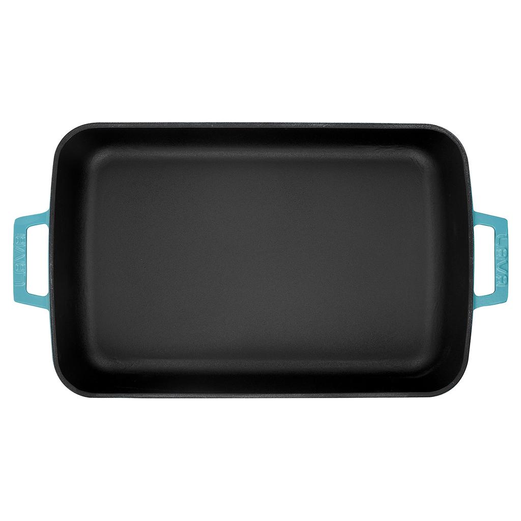 Lava Cast Iron Rectangle Spring Series Roaster. Dual Handle,  26X40cm.
