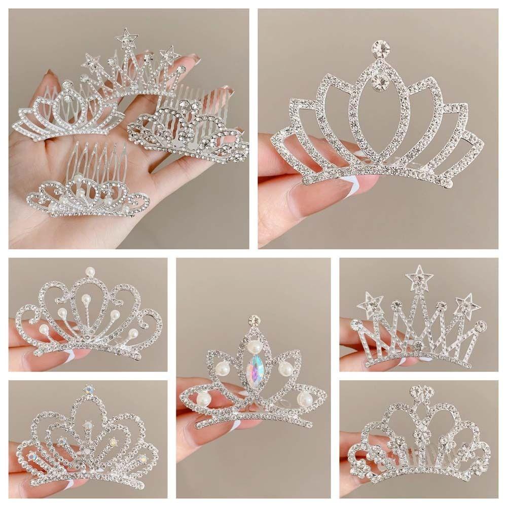 Расческа для волос с бабочкой и хрустальной короной, заколки для волос со стразами, женские/детские