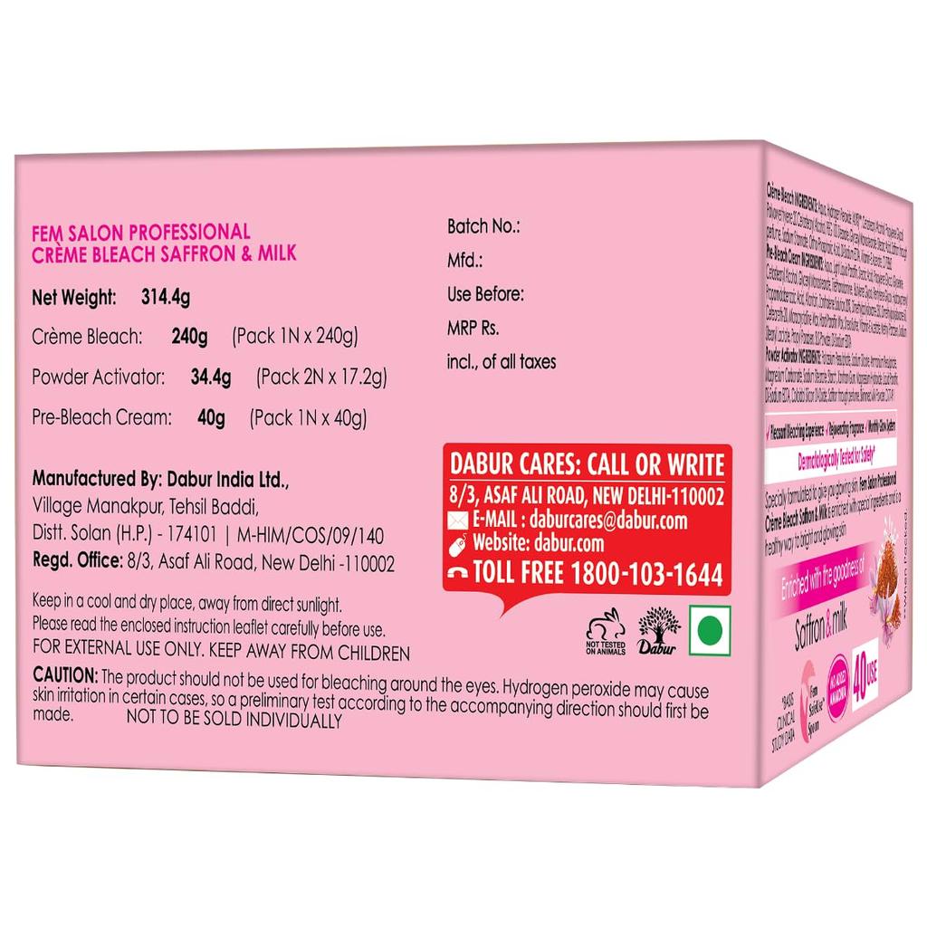 Крем-осветлитель для лица Fem Fairness Шафран и Молоко 314г | Уход для осветления кожи | Удаляет загар, осветляет пигментные пятна и волосы | Сияющее сияние, нежная формула