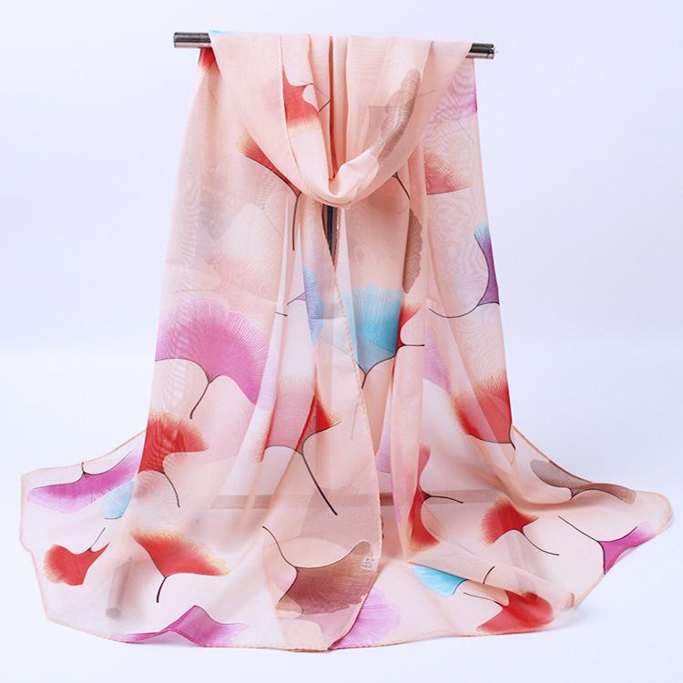 Silk Scarf For Women In Summer Fashionable Shawl Thin And Versatile Spring And Autumn Sand Scarf Long Chiffon Small Strip Scarf
