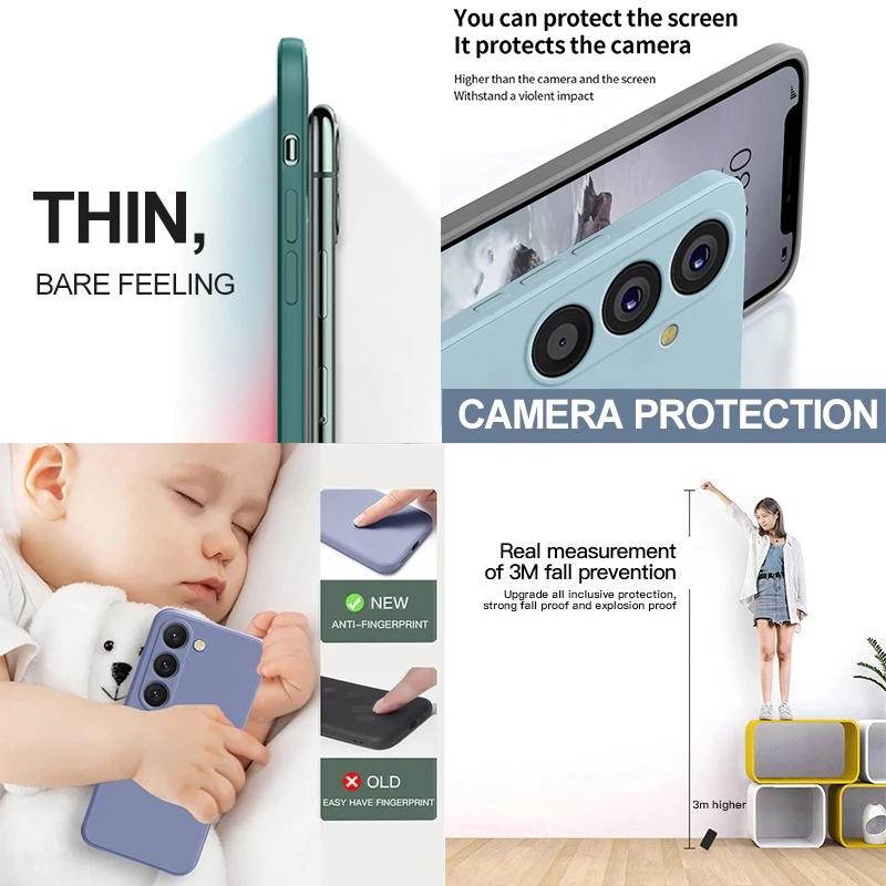 Galaxy S24 S23 Ultra S22 S25 Liquid Silicon Phone Case For Samsung Galaxy S24 Plus S23 S22 Ultra A54 A55 Soft Shockproof Cover