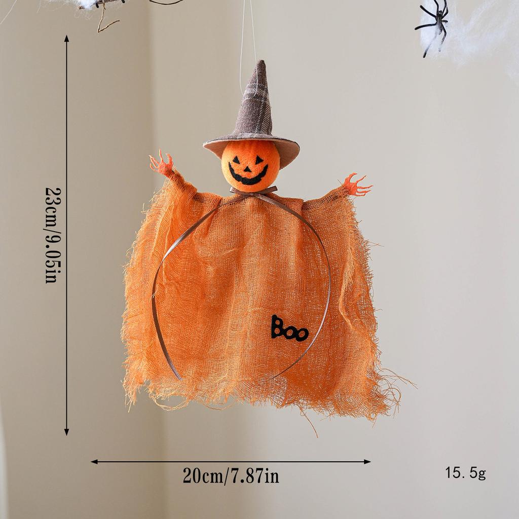 Halloween Mesh Ghost Pumpkin Witch Hanging Decorations Sheer Silk Cloth Spooky Halloween Party Decor for Windows Porch