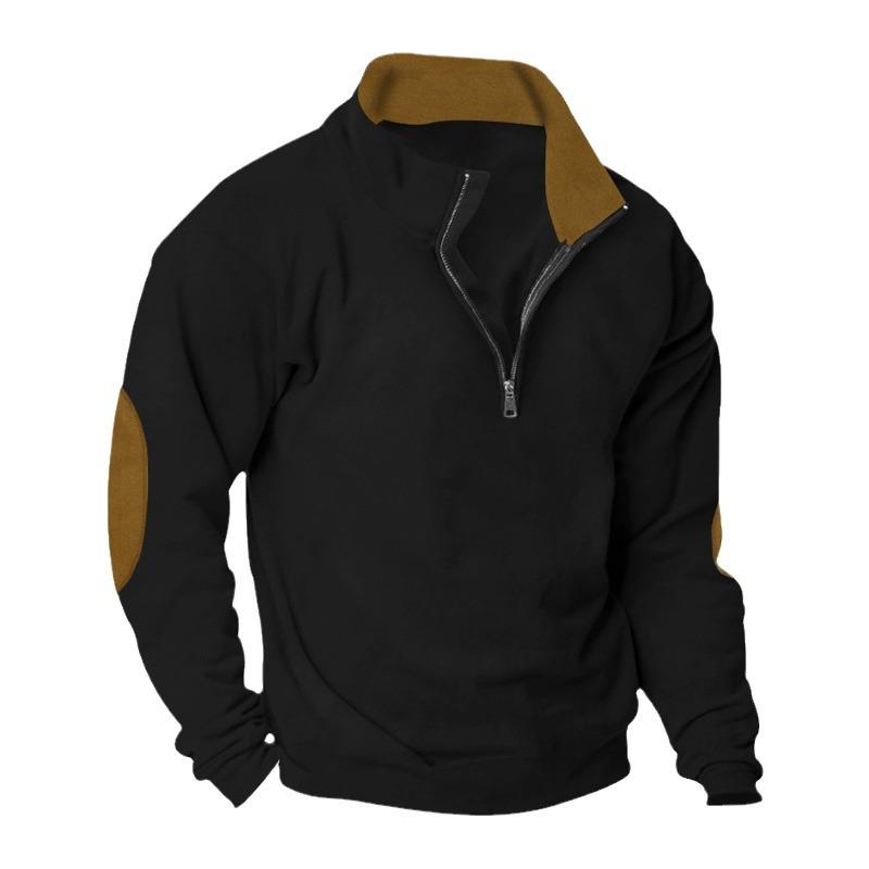 Осенняя толстовка мужская уличная повседневная вышивка цветные блоки воротник стойка длинный рукав толстовка