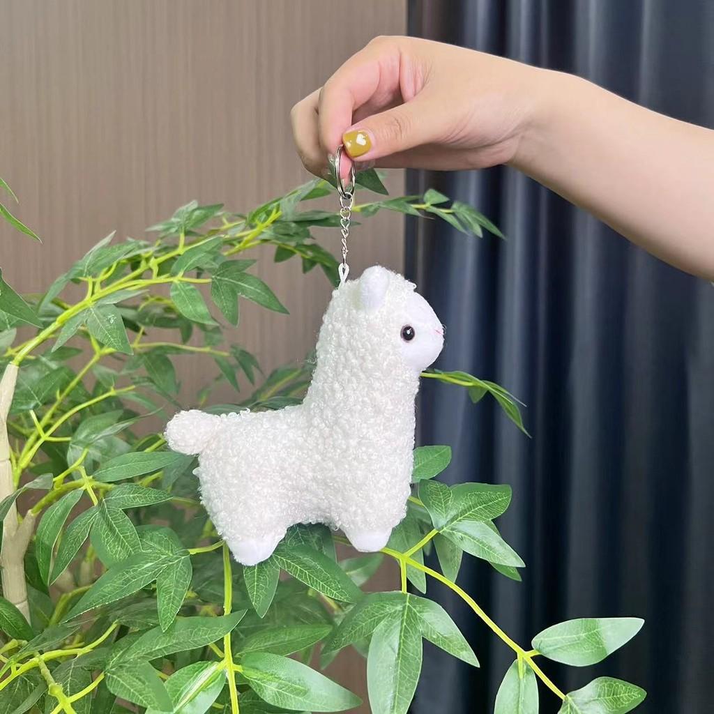Очаровательный брелок в виде плюшевой альпаки белого и розового цвета, пушистый, восхитительный, подвеска для сумки