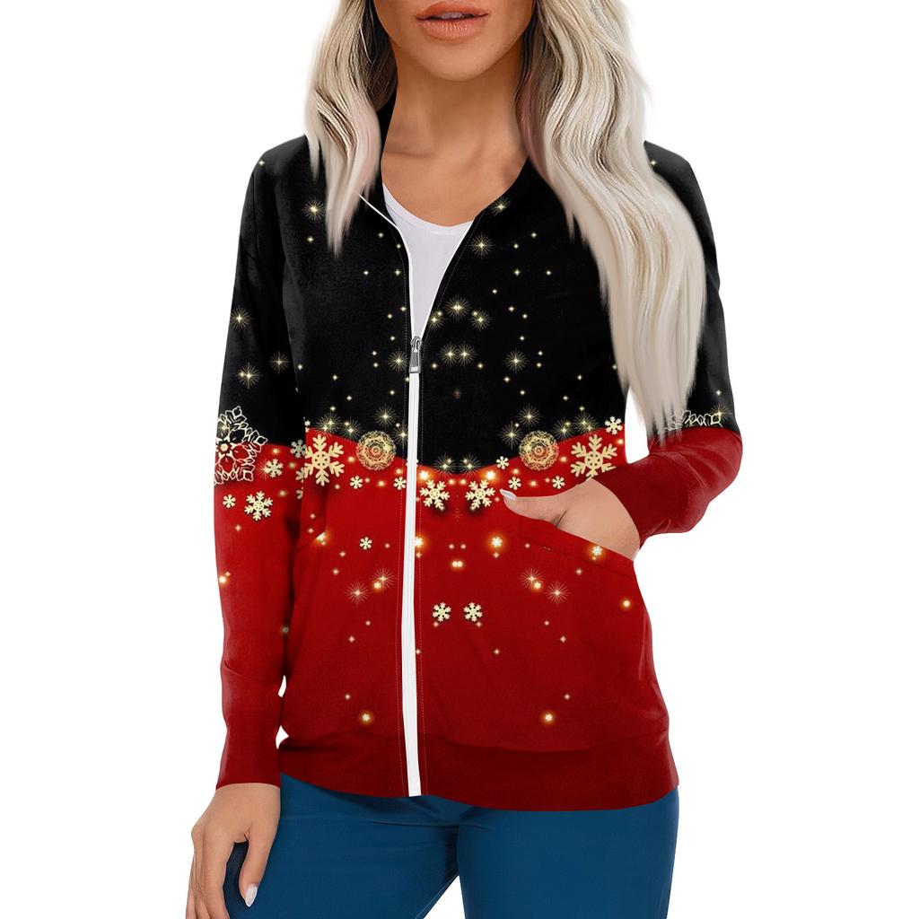 Women Long Sleeve Pattern Pocket Working Stand-up Collar Single-breasted Protective Overalls Cardigan Jacket Top