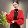 Приталенный вафельный стильный кардиган с длинным рукавом, теплая вязаная шаль для осенне-зимней моды, модная и универсальная шаль, верхняя одежда