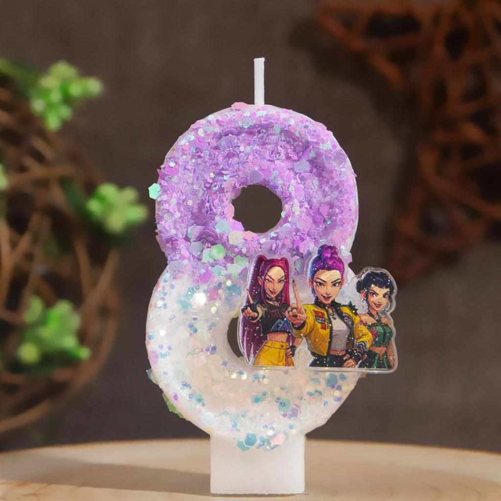 New Kpop Demon Hunters Theme Candle Number 0-9 Birthday Party Cake Decoration Cartoon Baby Shower Supplies Kids Gifts