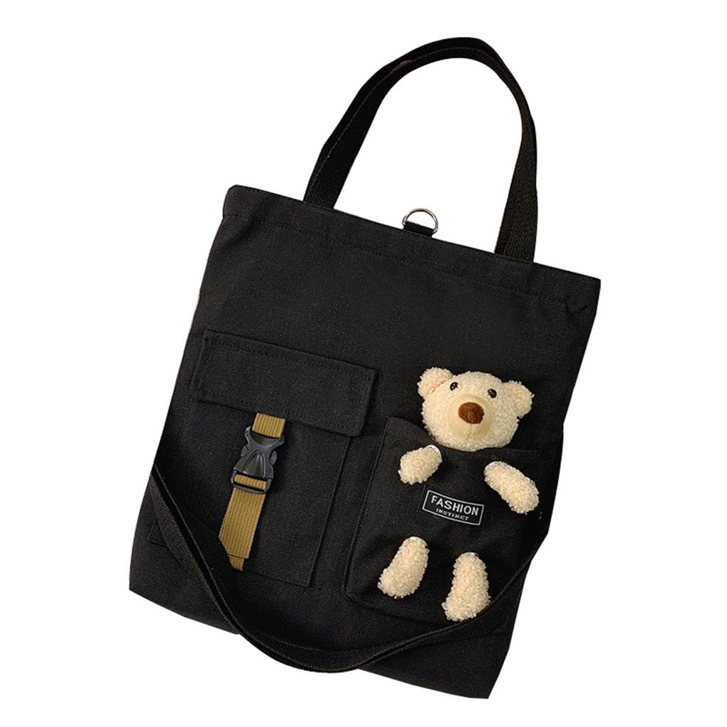 Women's Light Weight Canvas Bag Cotton Denim Tote Shopper Purse Shoulder Handbag