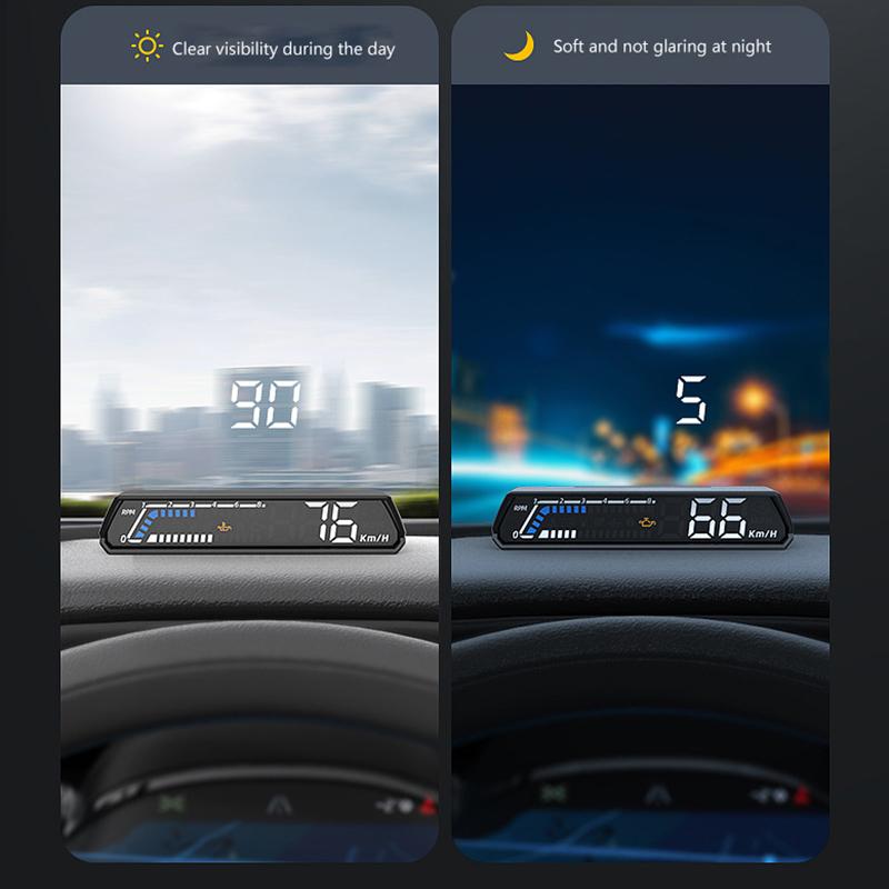 Двойной экран Автомобильный спидометр Цифровой HUD ODB Спидометр Проектор на лобовое стекло Напряжение Проекционный дисплей для грузовых автомобилей