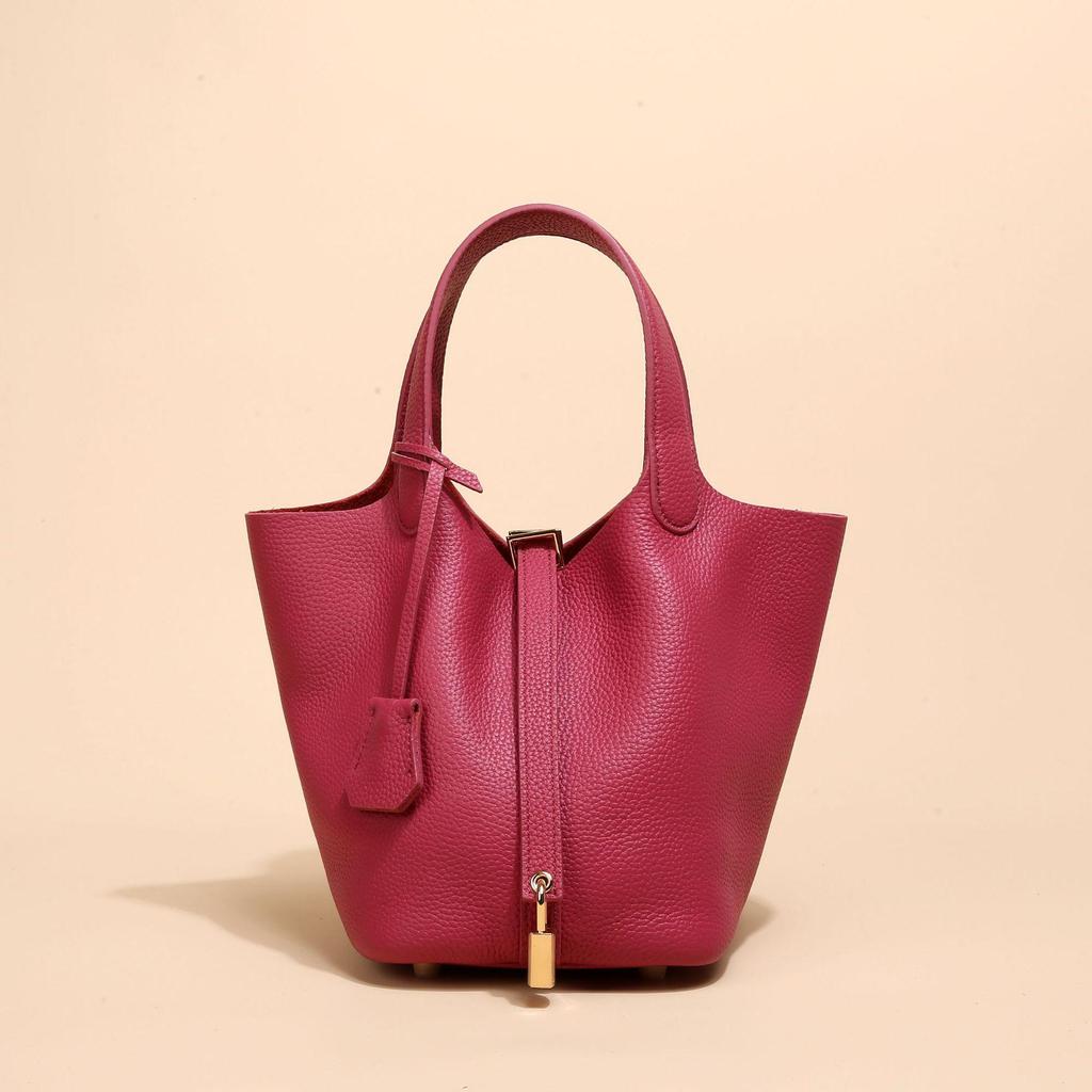 2024 Женская сумка-ведро из натуральной кожи с узором личи - Осенне-зимняя сумка-корзина для овощей