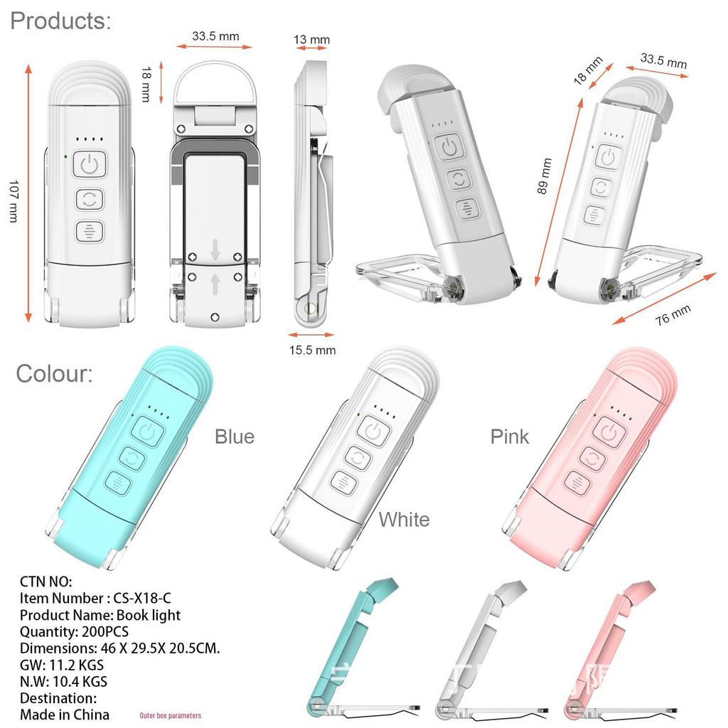 USB Rechargeable LED Book Light: Portable, Eye-Friendly Clip-On for Night Reading