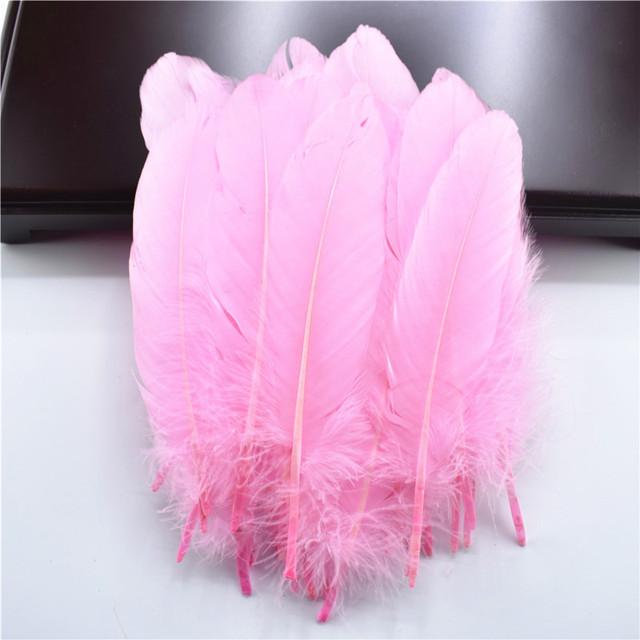 100pcs /Lot Colorful Hard Stick Natural Goose Feathers For Needlework Crafts Feather Handicraft Decor Wedding Accessories Plumes