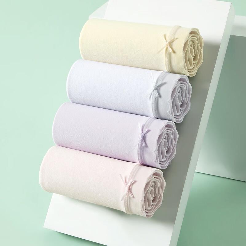 FENTENG Women's 4-Pack 10A Antibacterial Pure Cotton Mid-Waist Briefs