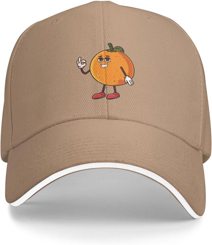 Cute Orange Fruit Character Baseball Cap Polyester Adjustable Casual Outdoor Adult Cap