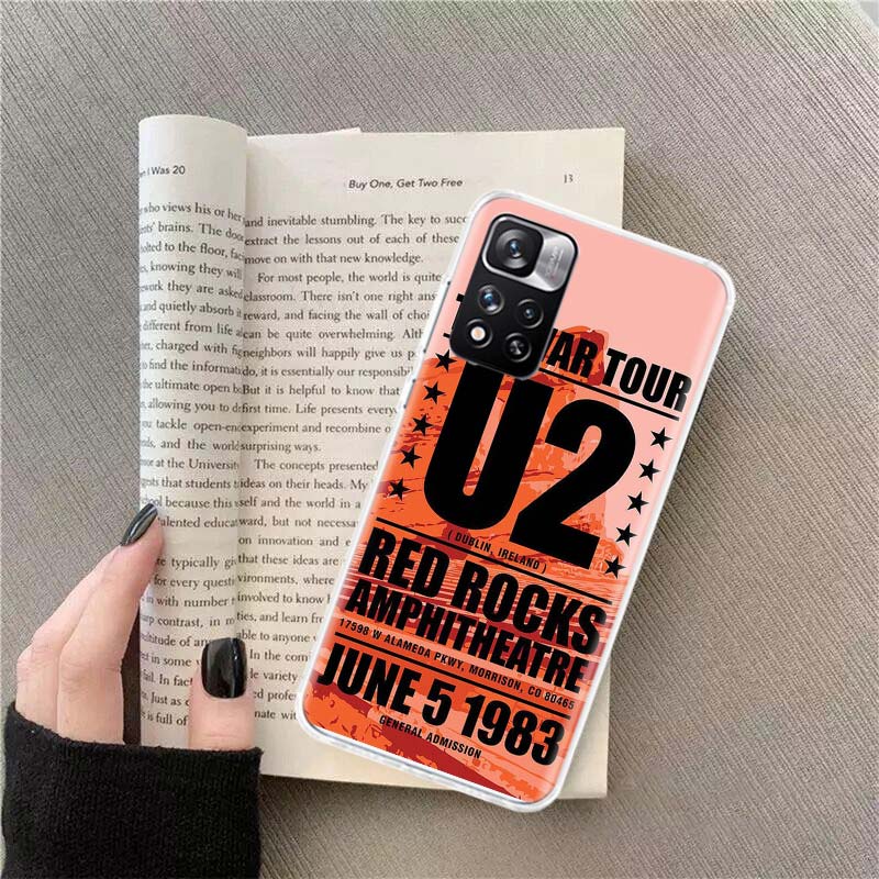 Чехол для телефона Band U2 для Redmi Note 13 12 Pro Plus 14 15 Pro 5G 11 11T 11E 11S 10 Pro 10S 9 9S Чехол Cell Clear TPU Capa Cases Sho