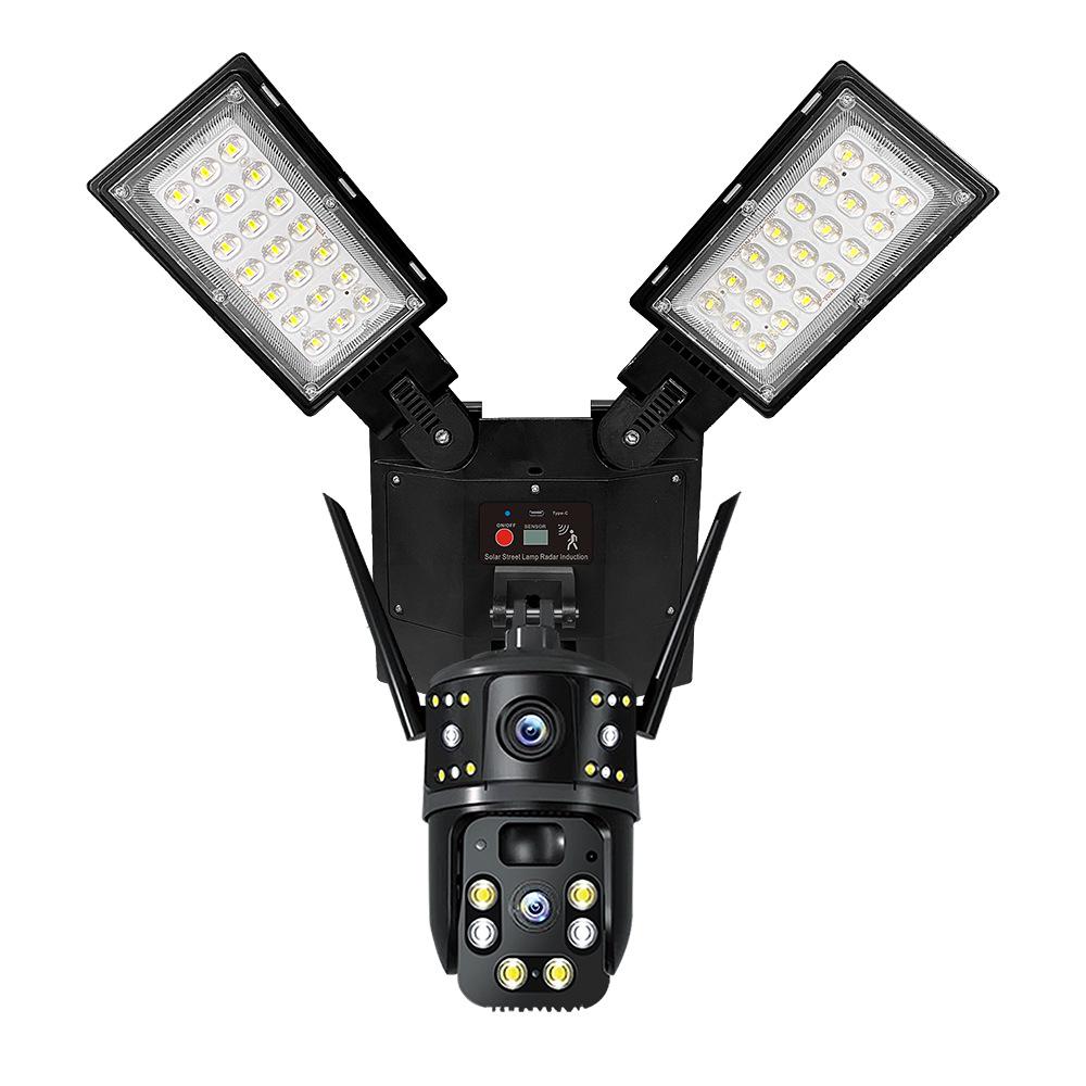 V380 Solar WiFi Street Light: 4G Dual Lens Night Vision, Waterproof Camera