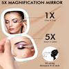 Компактное зеркало с подсветкой, дорожное зеркало для макияжа с 1X/5X увеличением, двухстороннее, 3 цвета, регулируемая яркость, портативное карманное зеркало для сумочки