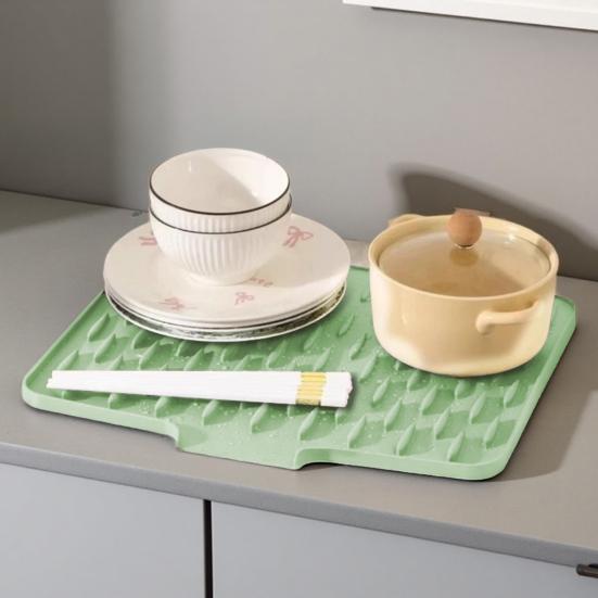 Силиконовый коврик для слива Толстый коврик для сушки посуды с дренажем Термостойкий Нескользящий Барный коврик для раковины для столешниц