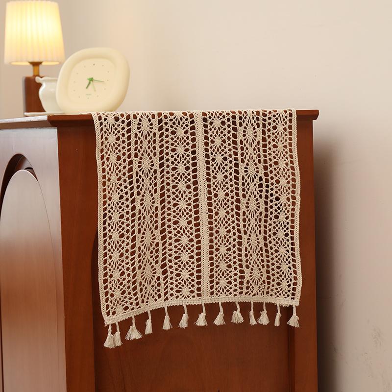 Дорожка для стола в фермерском стиле с кисточками, деревенское кружево крючком, домашний декор для кухни, свадьбы, душа, стола в богемном стиле