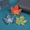 Vintage Large Rhinestone Red Maple Leaf Brooches for Women Men Suit Elegant Crystal Plant Leaves Brooch Pin Luxury Jewelry Gifts