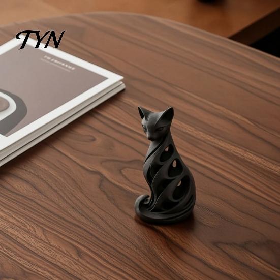 Detailed Resin Sculptures Spiral Cat Sculpture Ornament, Creative Twisted Statue, Artistic Home Tabletop Decor Desktop for Living Room Bedroom Office