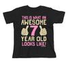 Футболка для девочек на 7-й день рождения Детская Хлопковая Потрясающая Идея ПОДАРКА для 7-летней