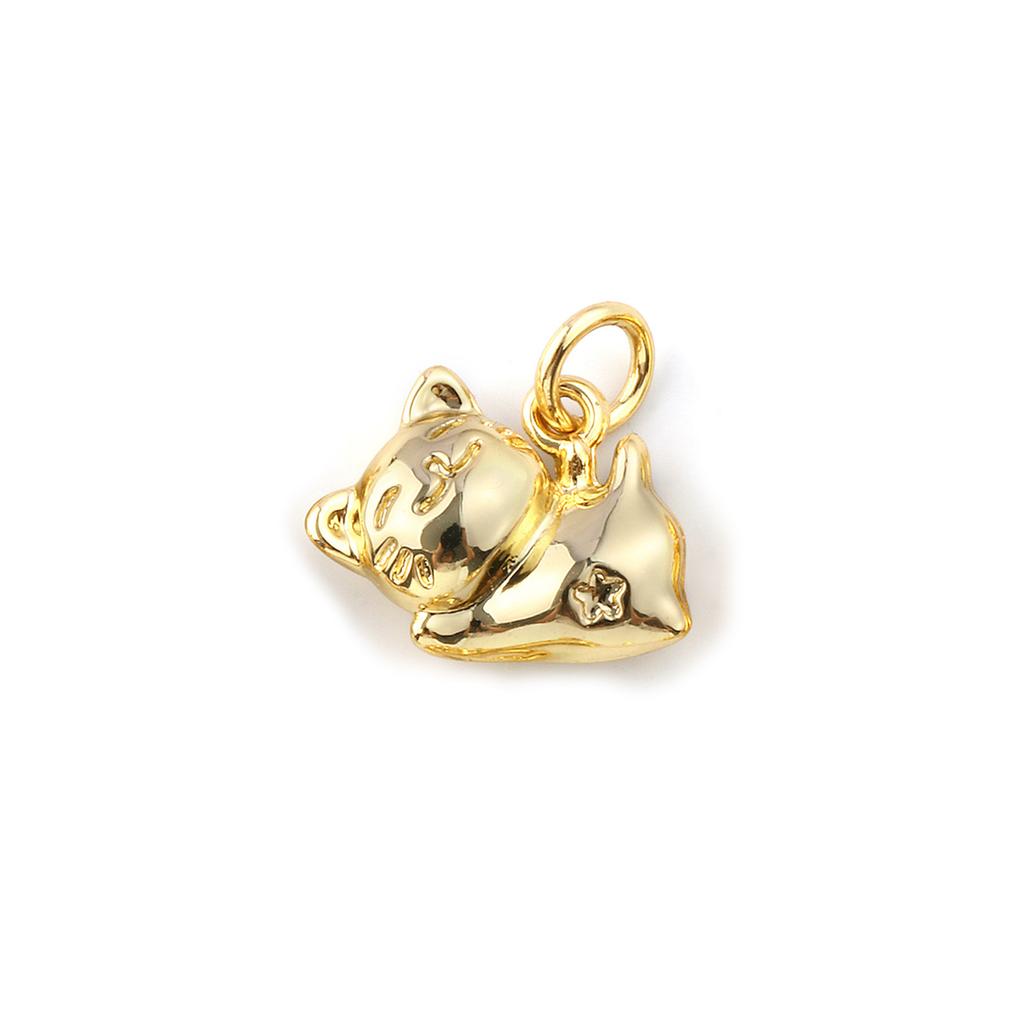2 шт. Латунные Шармы с Фианитами, Позолоченные 18K, Подвески Животные Кошки Для DIY Ожерелья Браслета Изготовления Украшений Фурнитура