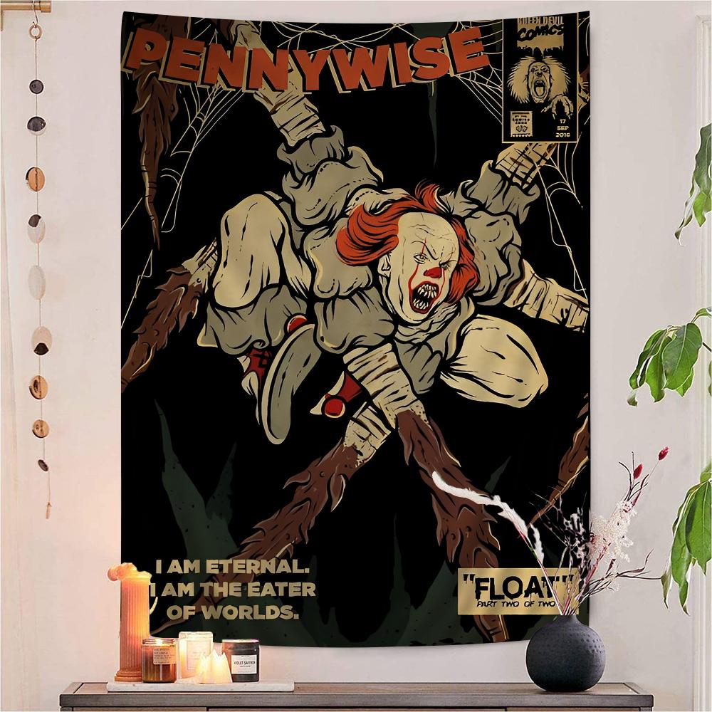 Pennywise Clown  Cartoon Tapestry Art Science Fiction Room Home Decor Wall Hanging Home Decor