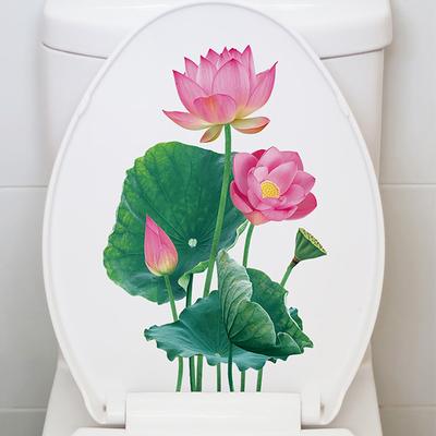 Изысканный ручной росписью лист лотоса Lotus мультфильм наклейки на сиденье для унитаза домашний декор Наклейка на стену самоклеющиеся наклейки для унитаза