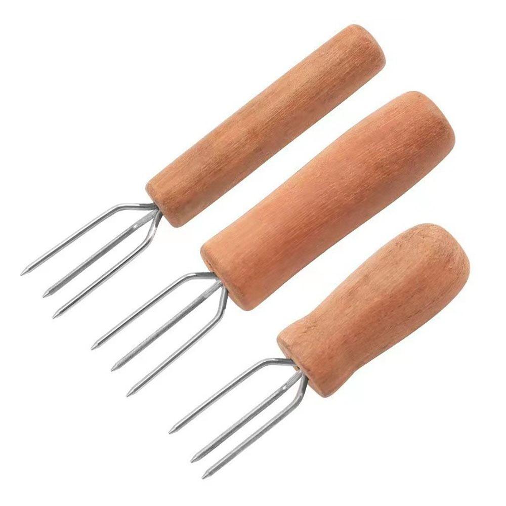Wood Handle Corn Holders Anti Scalding Barbecue Needle Durable Barbecue Fork