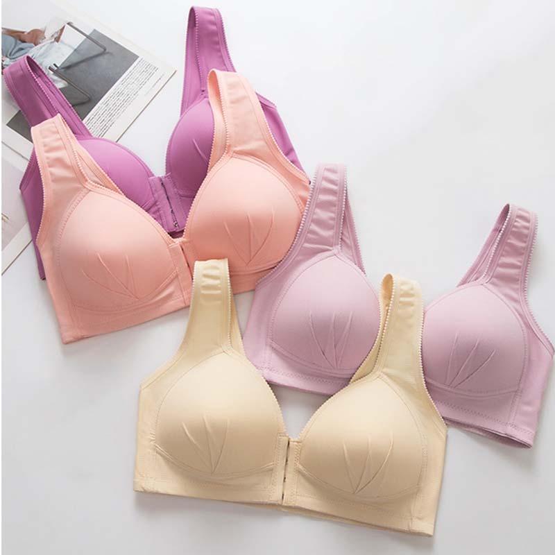 Большой размер спереди пряжка бюстгальтер тонкий раздел без стального кольца собранный красота сзади собрать боковые груди женское нижнее белье