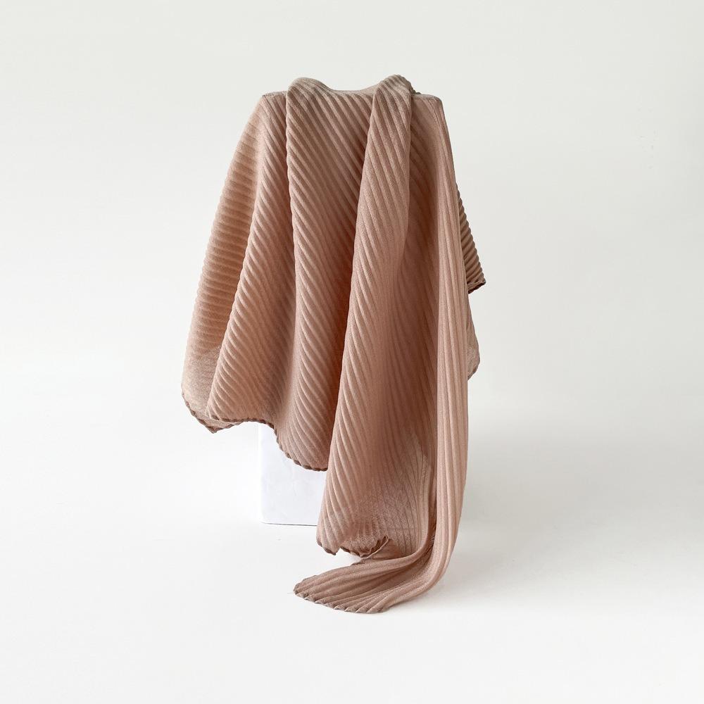 Solid Color Imitation Cotton and Linen Scarf for Women, 90CM Pleated Square Scarf, Headscarf Scarf