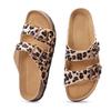 Fashion Crestar Women's Clogs Sandals Fashion Cork Footbed Platform Leopard Slides With Double Buckle Outdoor Lady Flat Casual Slippers