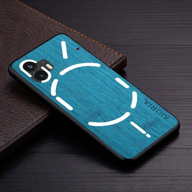 Case for Nothing Phone 1 2 Two Nothing Phone2 Funda Bamboo Wood Pattern Leather Phone Cover Luxury Coque for Nothing Phone 2 Case