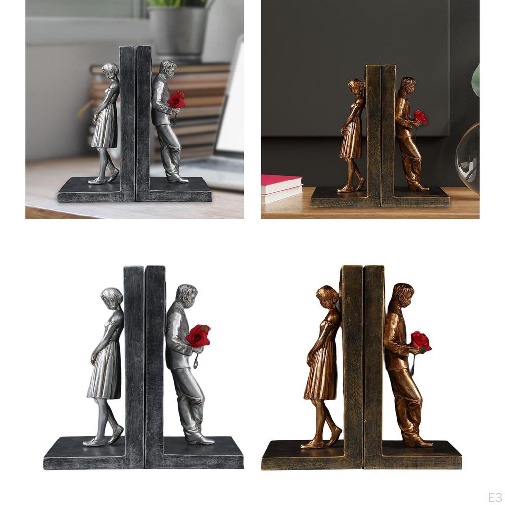 Decorative Bookends Creative Book Holder Organizer Support Couple Statue Figurine Resin