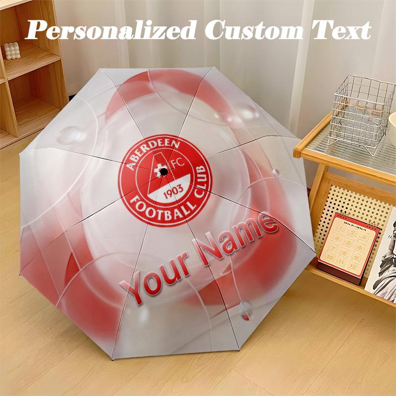 8 Rib Auto Folding Umbrella Aberdeen FC Print Custom Name Text Portable Rain Gear