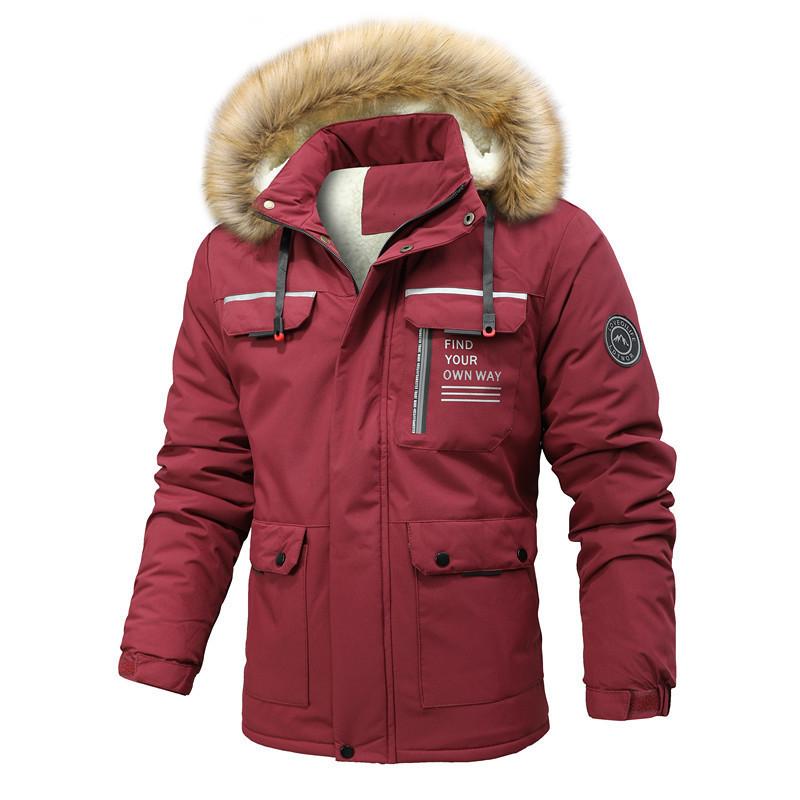 Мужская повседневная куртка Parker Coat осень и зима с капюшоном мужская одежда флис утолщенный облегающий крой средней и длинной длины