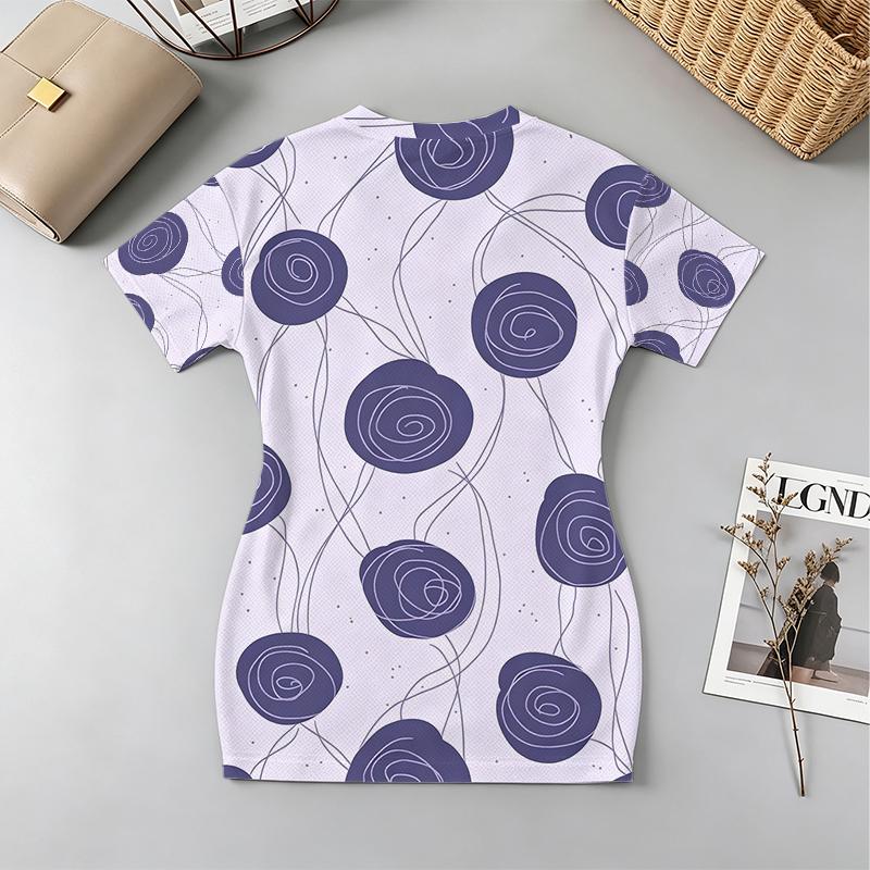 Hot Girl Slim Fit V-Neck Short Sleeve Dress Soft, Versatile for Beach Vacation & Casual Outing