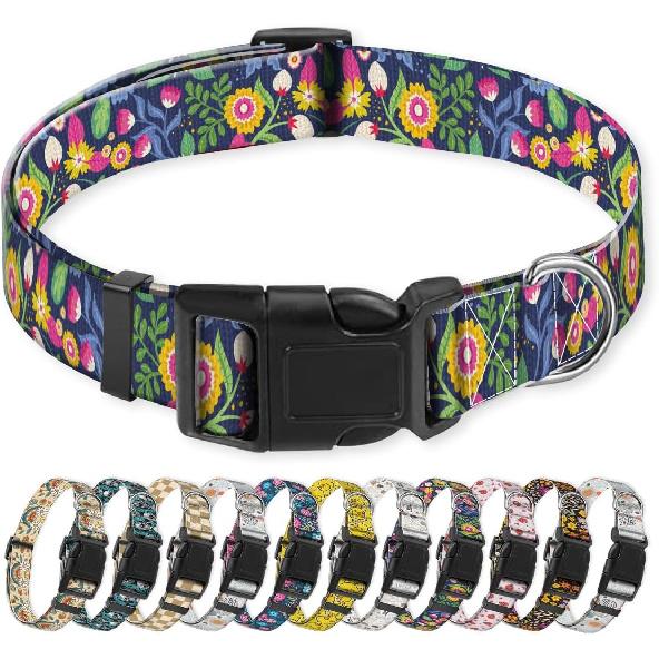 Dog Collar, Cute Puppy Collar, Funny Pet Collar, Adjustable Soft Dog Collars for Large Dogs Green White Plaid