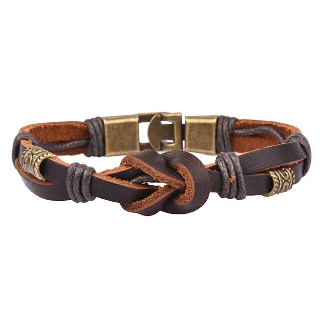 Новый модный дизайнерский браслет, коричневый панк, плетение кожаных браслетов ручной работы для мужчин и женщин, винтажный браслет-манжета, мужской ювелирный подарок