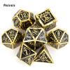 7 Pcs Golden Black Double Swords Metal Dice Solid Polyhedral Dice Set Suitable for Role-Playing RPG    Board Game