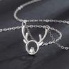 S925 Sterling Silver Antler Diamond Necklace - Women's Christmas Gift, Fashion "Always with You" Clavicle Chain for Girls.